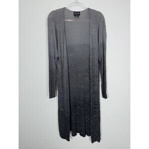 Long Lurex Cardigan Silver Black Duster ONYX Nite By Wendye Chaitin 2XL